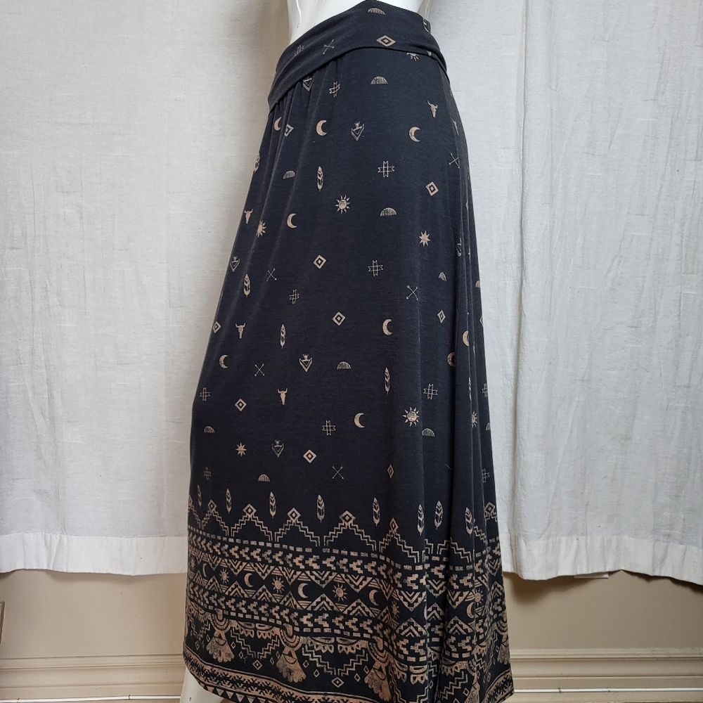 Mossimo Supply Co. Celestial Moon Sun Maxi Skirt Black Boho Whimsigoth Tribal - Picture 6 of 13